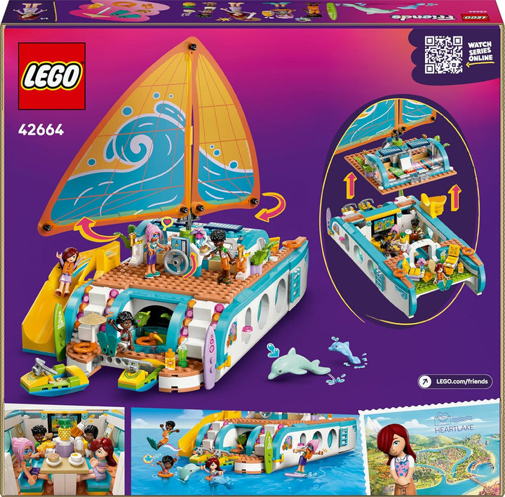 LEGO Friends Segelabenteuer Set - Spielzeug mit Boot mit drehbarem Segel, 4 Minifiguren & 2 Delfin F