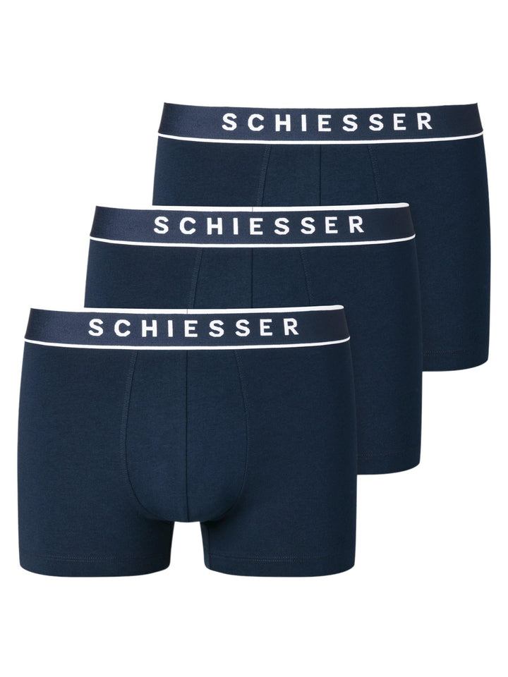 Schiesser Herren 3 PACK Boxershorts Bio Baumwolle - 95/5 Organic S Dunkelblau_173983, S Dunkelblau_1