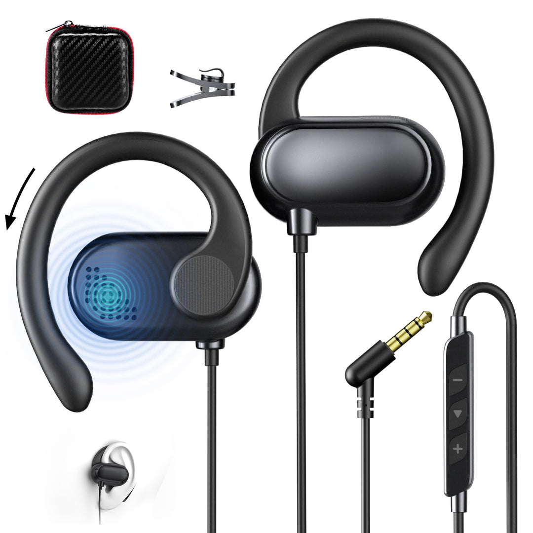 Open Ear Kopfhörer mit Kabel SportKopfhörer mit Verstellbarer Ohrbügel Mikrofon & Lautstärkeregler 3