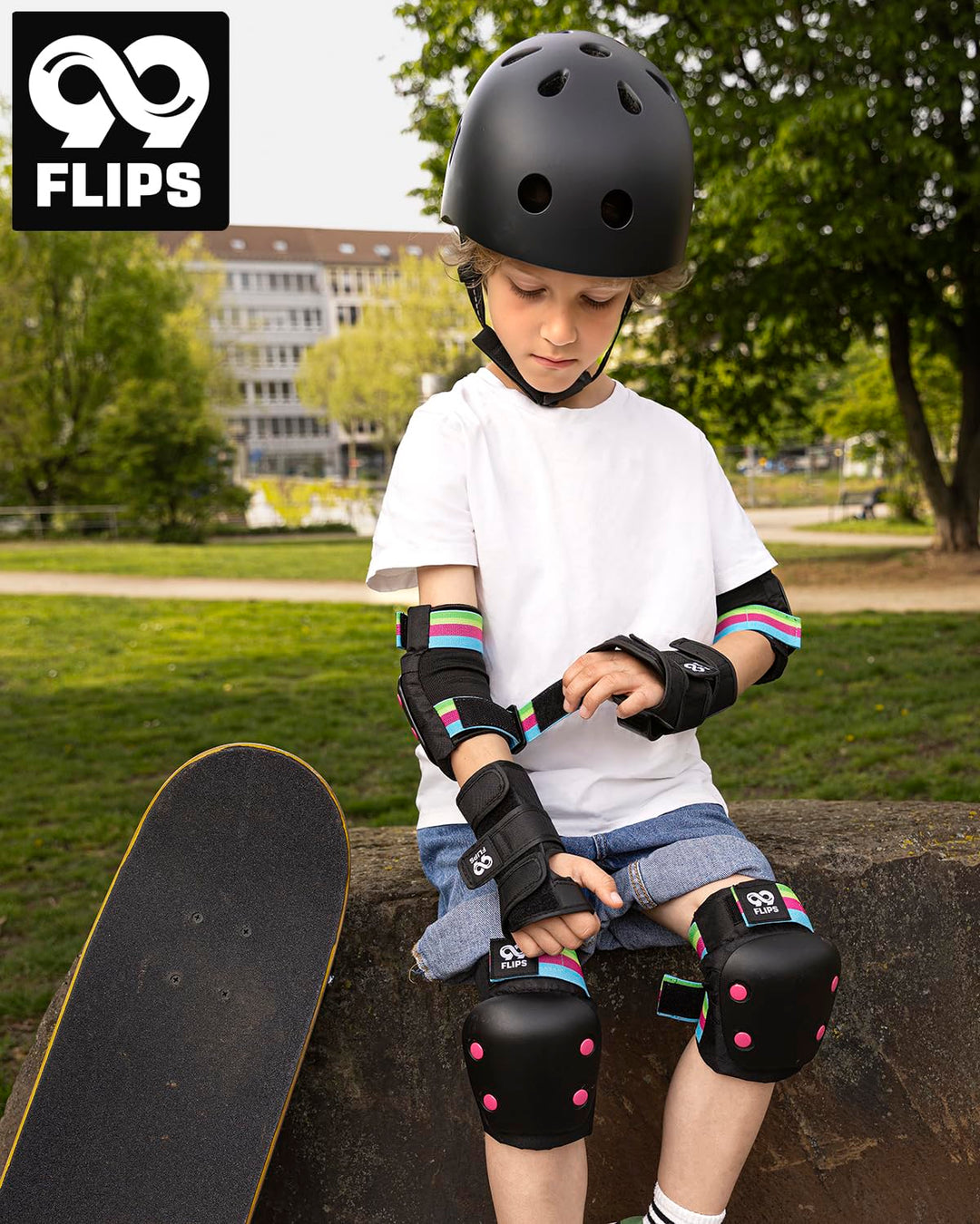 99FLIPS Protektoren Kinder Knieschoner Kinder - Schoner Inliner Set - Schutzausrüstung - Knie und El