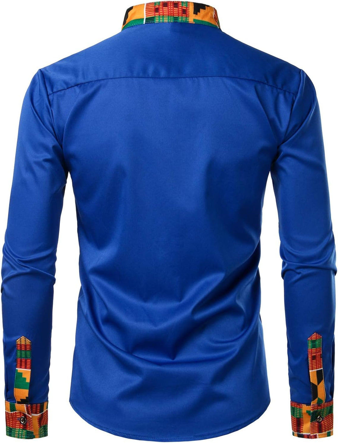 PARKLEES Herren African Tribal Grafik Patchwork Design Slim Fit Langarm Freizeithemd Party Shirt für
