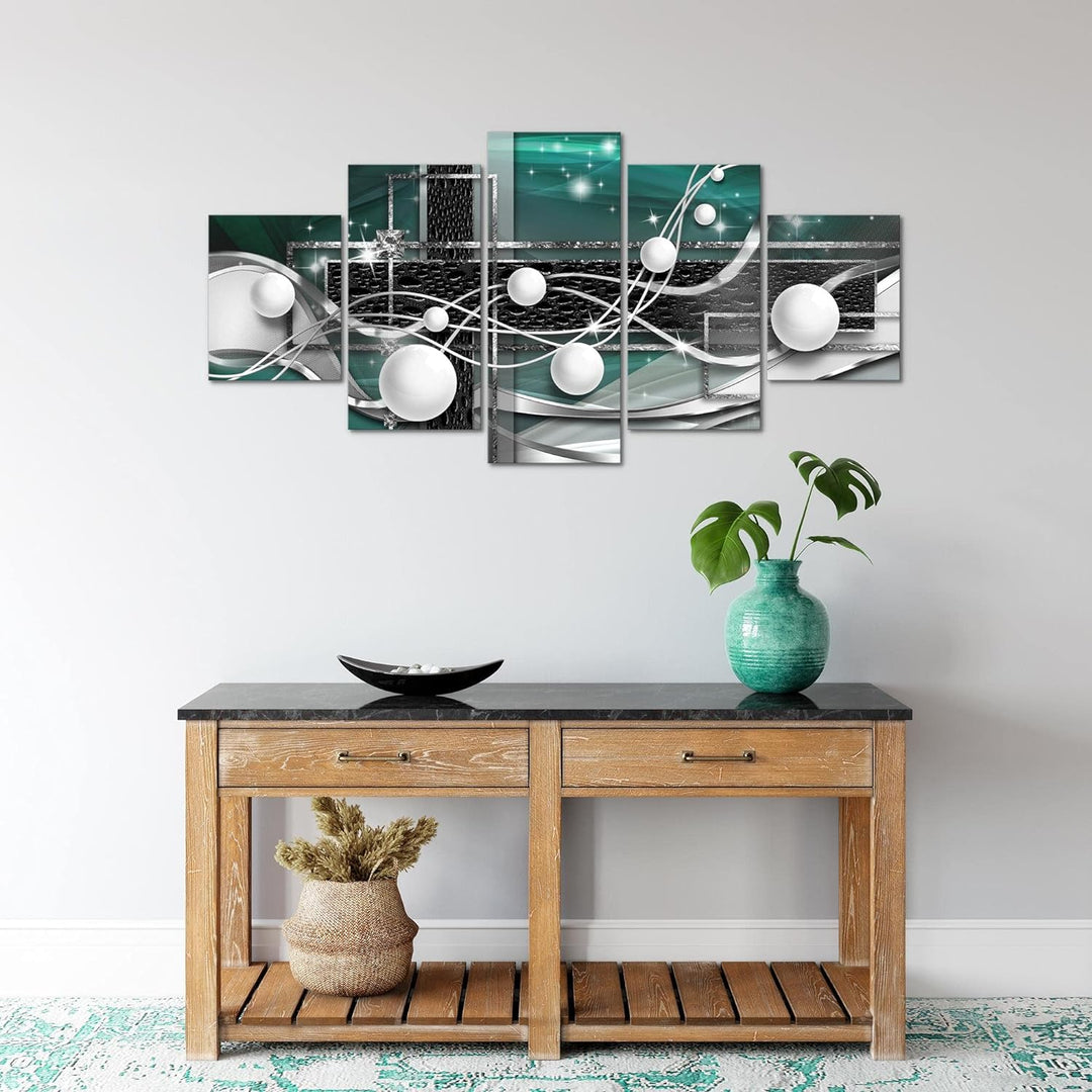 Runa Art Wandbilder Abstrakt Kugel 5 Teilig Bild auf Vlies Leinwand Deko Wohnzimmer Schlafzimmer 3D