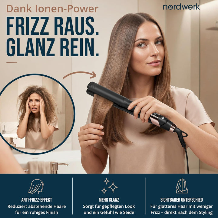 2-in-1 Glätteisen SafeGlide Touch [gegen Frizz &amp; Ziepen] | Haarglätter für Locken und Haare-Glätten
