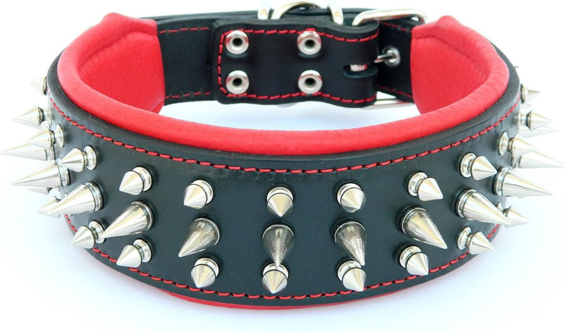 Bestia "Danger Echtleder Hundehalsband mit Schraubspitzen und Leder Innenpolsterung. 6,5 cm breit XX