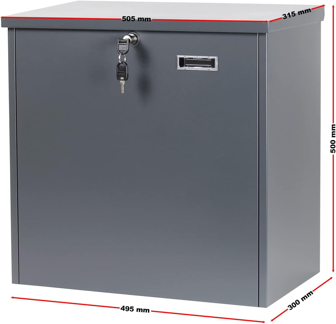Wiltec Paketkasten grau 508 x 315 x 500 mm, Paketbox Zuhause, Private Paketannahme passend für Paket