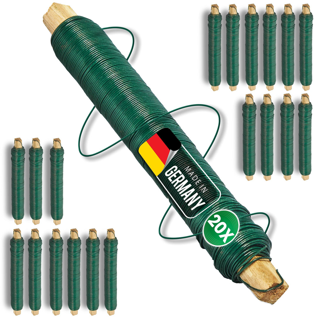 Novatool 20x Wickeldraht I grün I 0,65 mm I Draht I Basteldraht Floristendraht Blumendraht Bindedrah