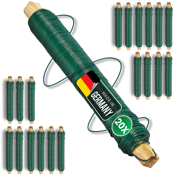 Novatool 20x Wickeldraht I grün I 0,65 mm I Draht I Basteldraht Floristendraht Blumendraht Bindedrah