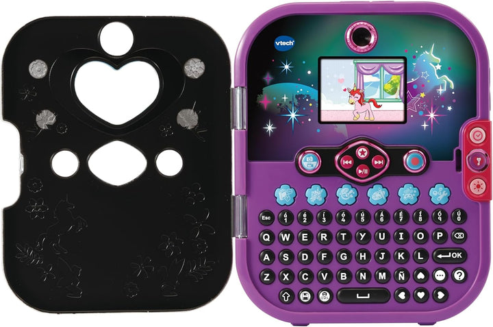 VTech KidiSecrets Selfie Music 2.0 Black Version, interaktives geheimes Tagebuch für Kinder mit Dual