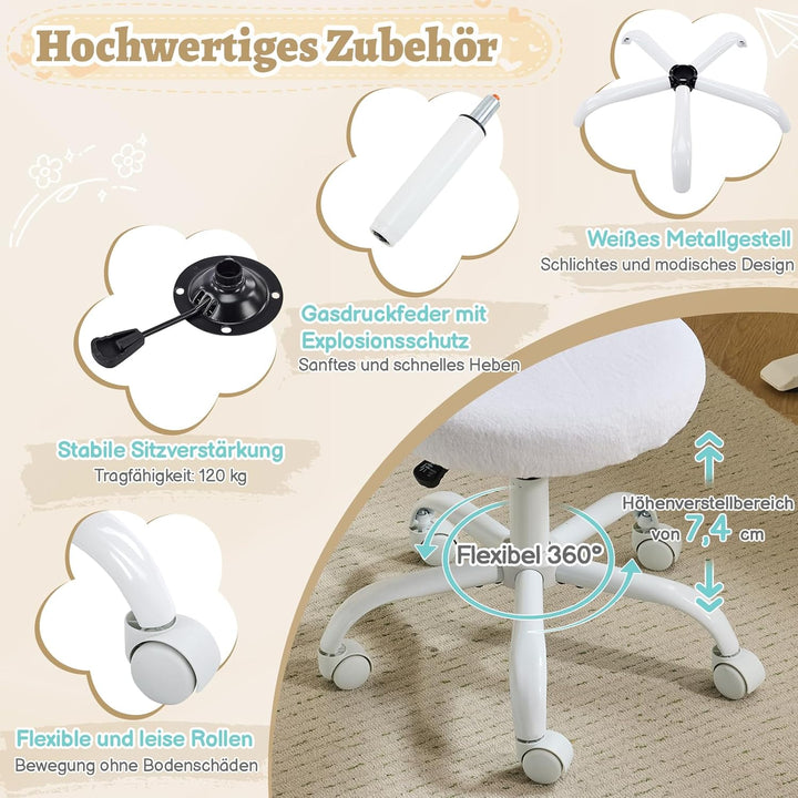 Bonnlo Homeoffice Stuhl, Schreibtischstuhl, Schminktisch Stuhl, Bürostuhl ohne Armlehnen, Drehstuhl