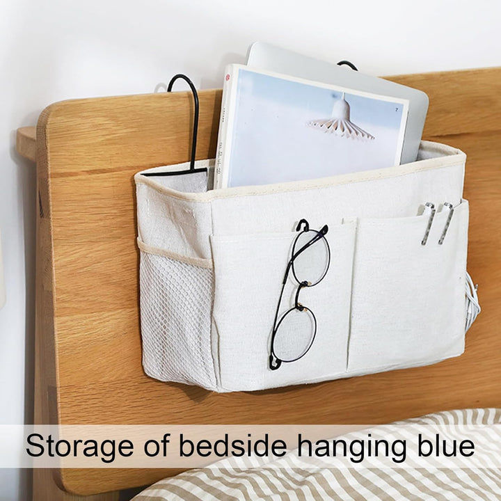 Disnace 2Pcs Betttasche Bett Organizer Hängetasche Aufbewahrungstasche, Hängetasche Faltbares Leinen