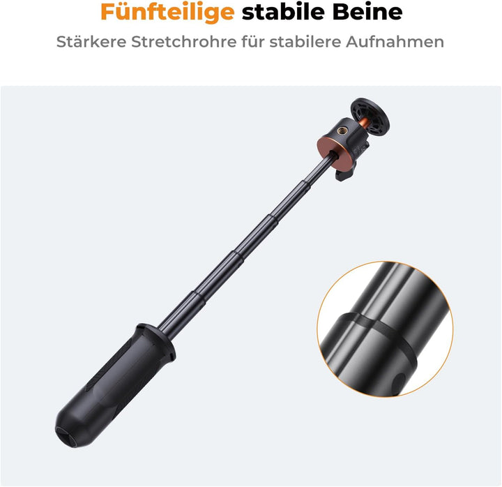 Mini Stativ,K&F Concept MS09 Selfie Stick Tischstativ,Desktop Vlogging-Stativ mit 360° Kugelkopf,Han