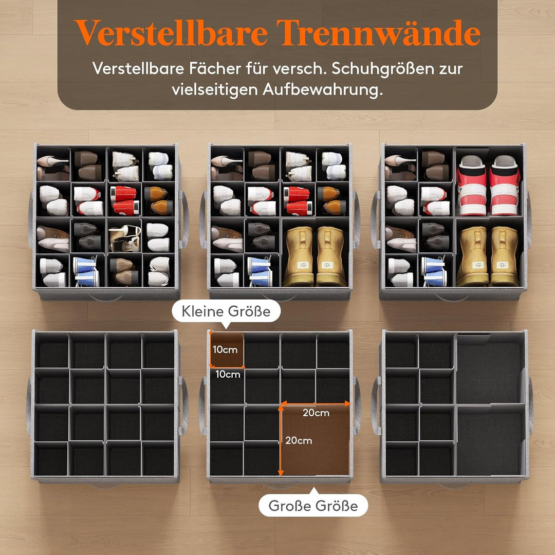 Lifewit Schuh Organizer 1er Set für 8-16 Paar, Grosser Schuhkarton für den Kleiderschrank mit Untert
