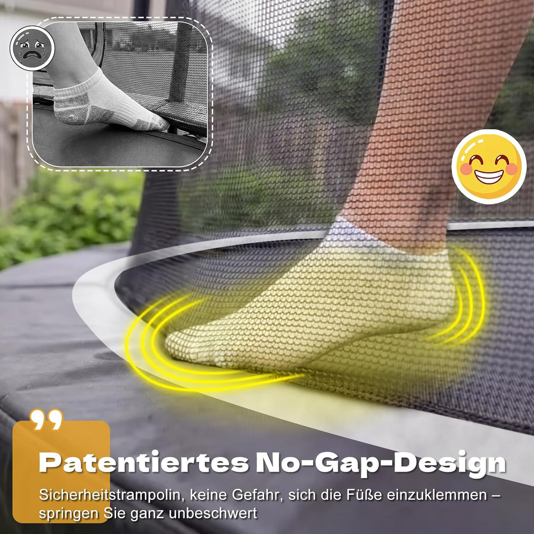 JUMMICO Trampolin Outdoor Ø 228/305/366cm mit Schutznetz und Leiter, GS-geprüftes Freizeit-