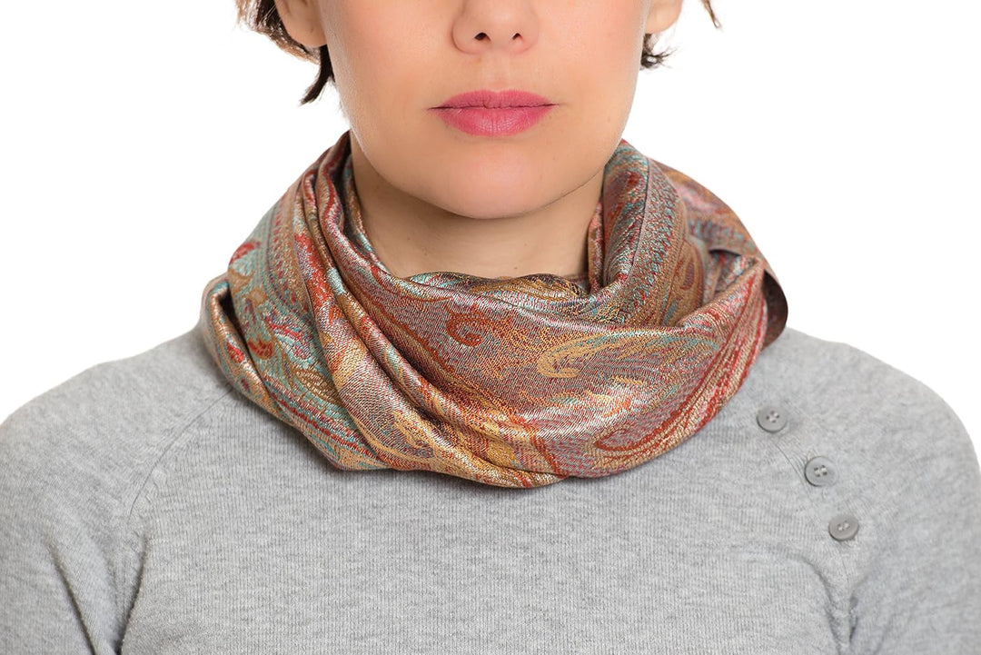 ufash Pashmina 100% Seidenschal aus Indien für Damen &amp; Herren, Paisley Muster, 160 x 35 cm - Schal a
