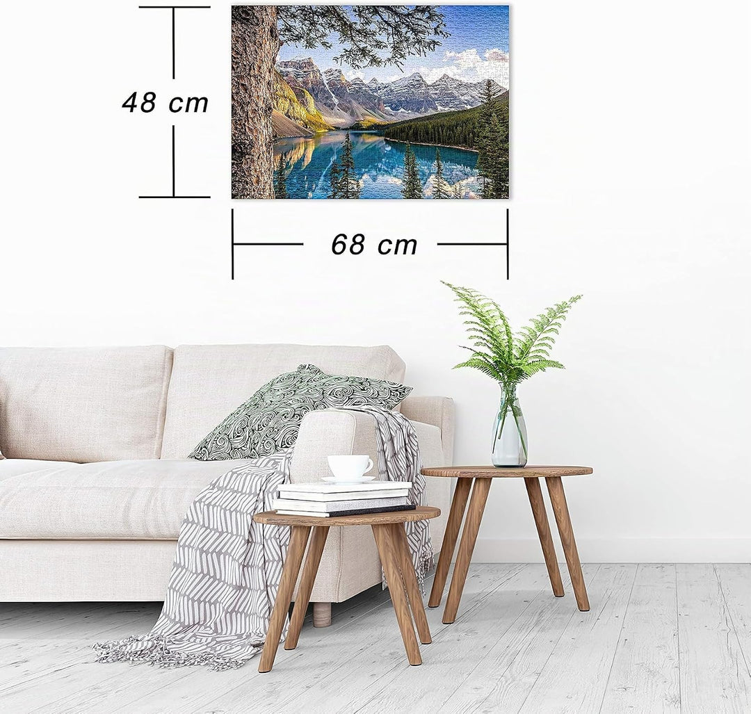 Ulmer Puzzleschmiede - Nordamerika-Puzzle „Moraine Lake“ – Klassisches 1000 Teile Puzzle – Puzzlemot