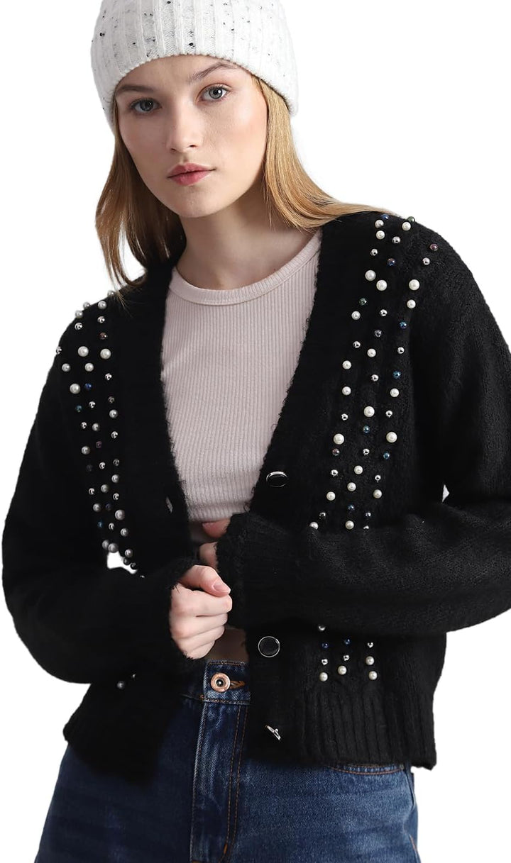 ONLY Damen Onlmarian Ls Cardigan KNT Strickjacke M Schwarz, M Schwarz