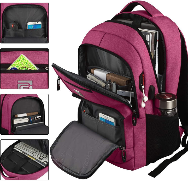 marcello Rucksack Damen,Laptop Rucksäcke mit USB-Ladeanschluss für Arbeit Schule Uni Schulrucksack f