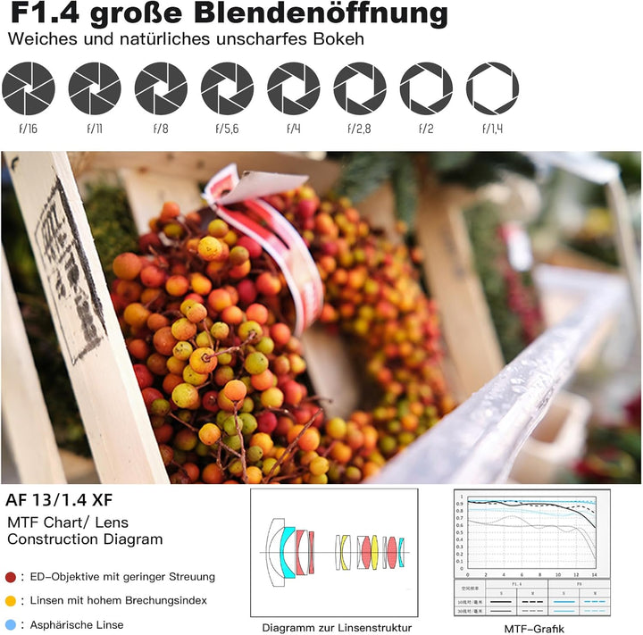 VILTROX 13mm F1.4 XF Autofokus Objektive für Fuji X Mount Kamera Objektive Lenses kompatibel Fujifui
