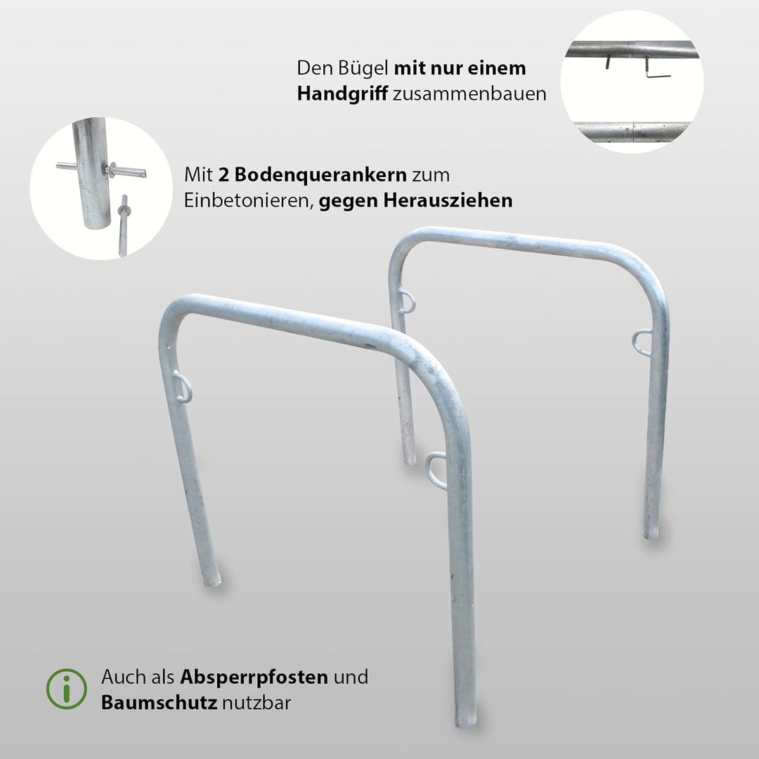 TRUTZHOLM Fahrradanlehnbügel Fahrradständer 115x99cm zum Einbetonieren Stahlrohr Ø 49mm feuerverzink
