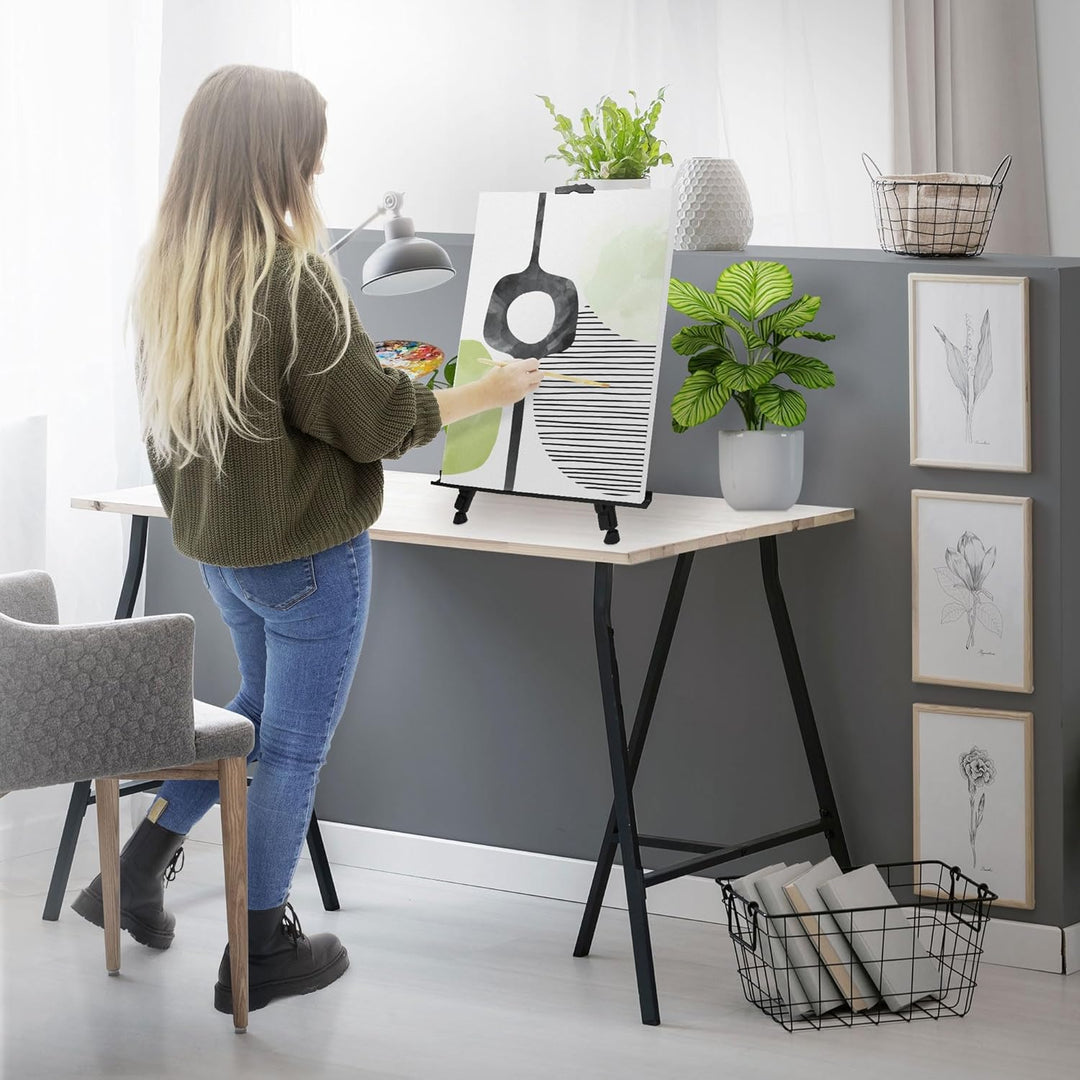 ECD Germany Staffelei, Atelierstaffelei aus Aluminium, Silber, Höhenverstellbar von 50-156 cm, Stabi