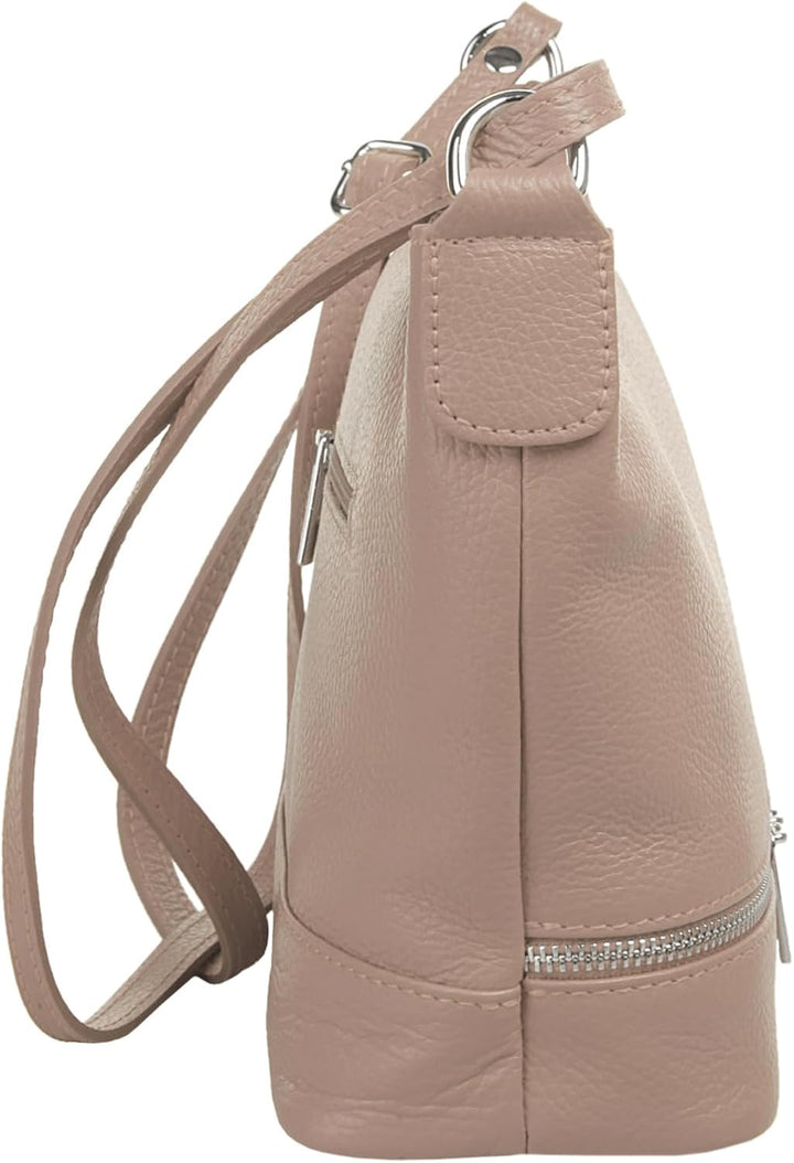 Umhängetasche Echt Leder Damen Made in Italy, verstellbarer Schultergurt, Handtasche mit Reissversch