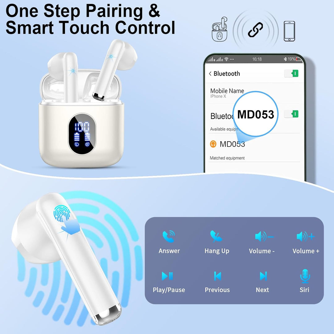 Drsaec Bluetooth 5.4 Kopfhörer, 2025 Neu In Ear Kopfhörer Kabellos Bluetooth 6D Tiefer Bass Kabellos