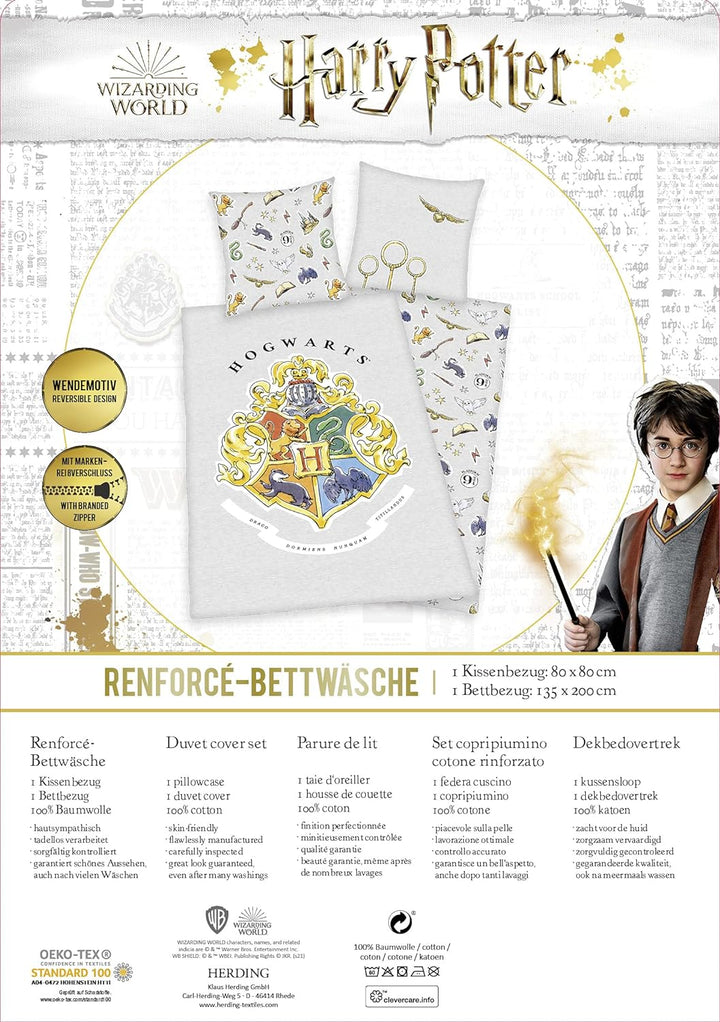 Herding Harry Potter Bettwäsche-Set, Kopfkissenbezug 80 x 80 cm, Bettbezug 135 x 200 cm, Mit leichtl
