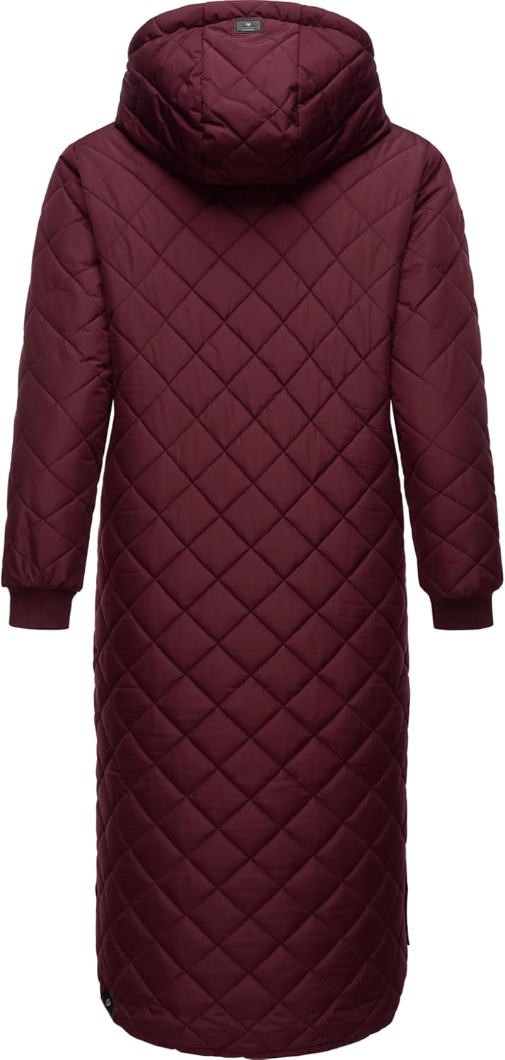 Ragwear Damen Wintermantel Warmer Steppmantel extralang mit Kapuze Niran XS-XXL XS Wine Red, XS Wine