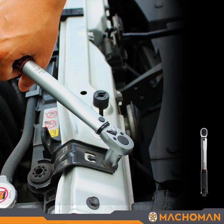 MACHOMAN ATQW203 1/4-Zoll-Trouqe-Schraubenschlüssel (5-25 Nm) mit Verlängerungsstange und 3/8-Zoll-A