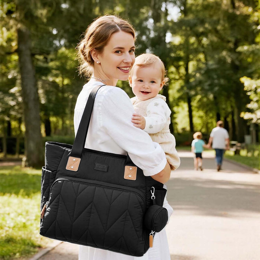 Lekesky Wickeltasche mit Schnullertasche und Wickelunterlage, Grosse Reisewindeltasche für Mama und