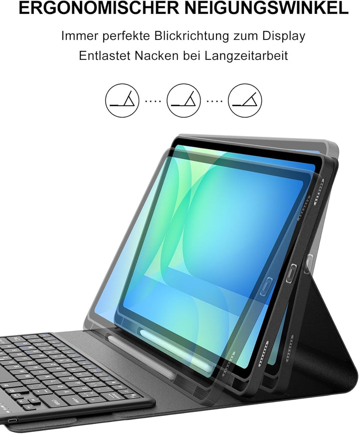 Für Galaxy Tab S10 FE+ Hülle mit Trackpad Tastatur – Deutsches QWERTZ-Layout, Präzisions-Touchpad fü