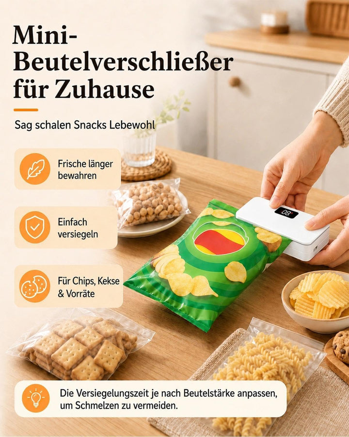 Pro Mini-Folienschweissgerät 8-Stufen,Upgraded Tragbarer Bag Sealer mit LED-Countdown, Integriertem