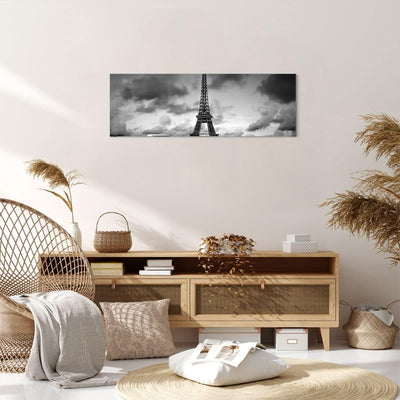 Panorama Bilder auf Leinwand Auto Eiffle Paris Stadt Leinwandbild 90x30cm Wandbilder Dekoration Wohn