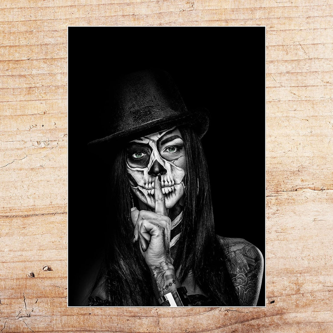 wandmotiv24 Poster als Wanddeko, Grösse Din A0, Model mit Totenkopf Makeup, Schminke, Grüne Augen, F