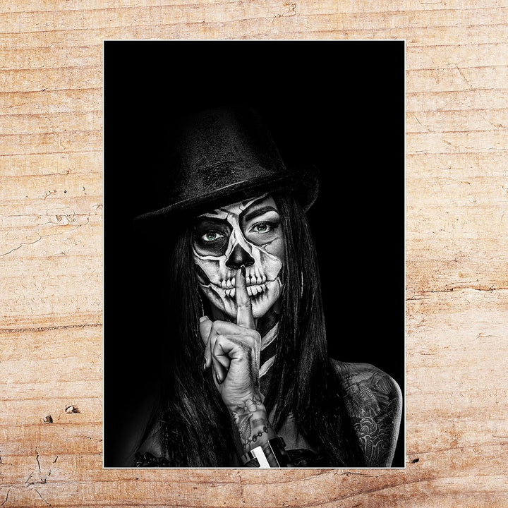 wandmotiv24 Poster als Wanddeko, Grösse Din A0, Model mit Totenkopf Makeup, Schminke, Grüne Augen, F