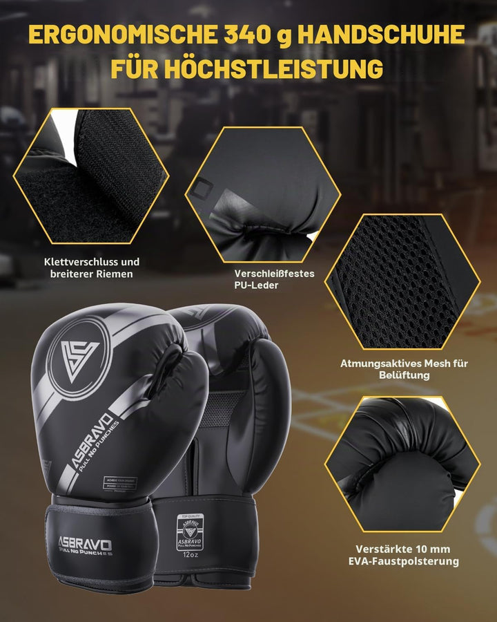 Boxsack für Erwachsene, 4ft Oxford Heavy Boxing Bag Set 12OZ Handschuhe für MMA Muay Thai Kickboxing