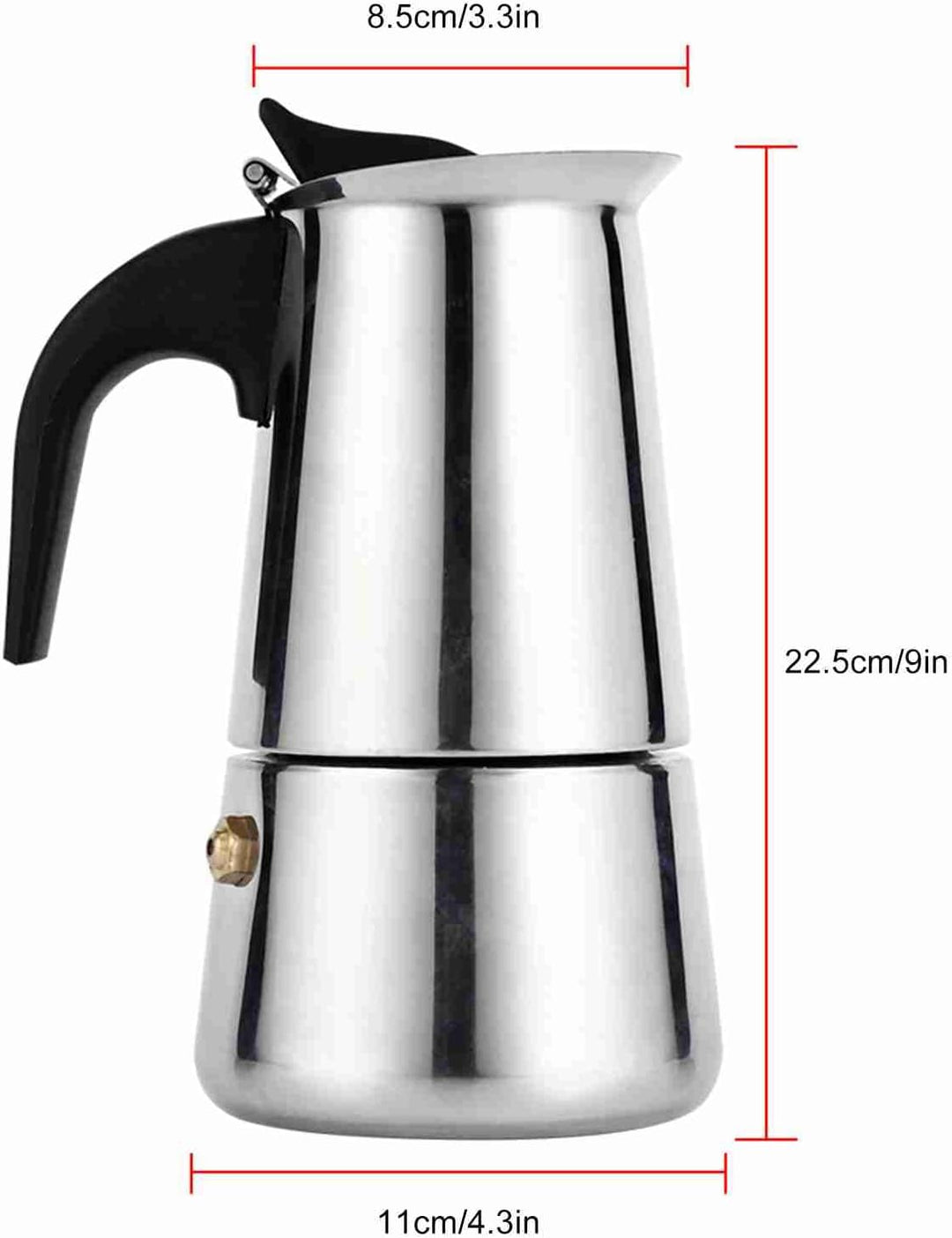 Greensen Espressokocher Edelstahl, 450ml, 9 Tassen, Für Alle Herdarten Inklusive Induktion, Italieni