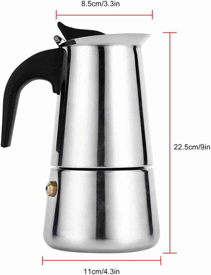 Greensen Espressokocher Edelstahl, 450ml, 9 Tassen, Für Alle Herdarten Inklusive Induktion, Italieni