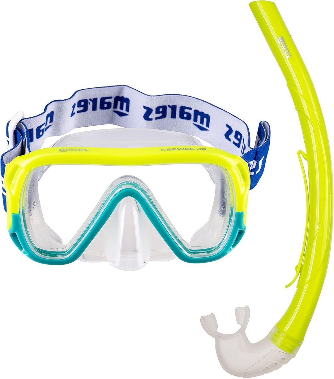Mares Unisex-Youth Combo Keewee Jr Maske und Schnorchel Unisex Lime/Aqua, Unisex Lime/Aqua
