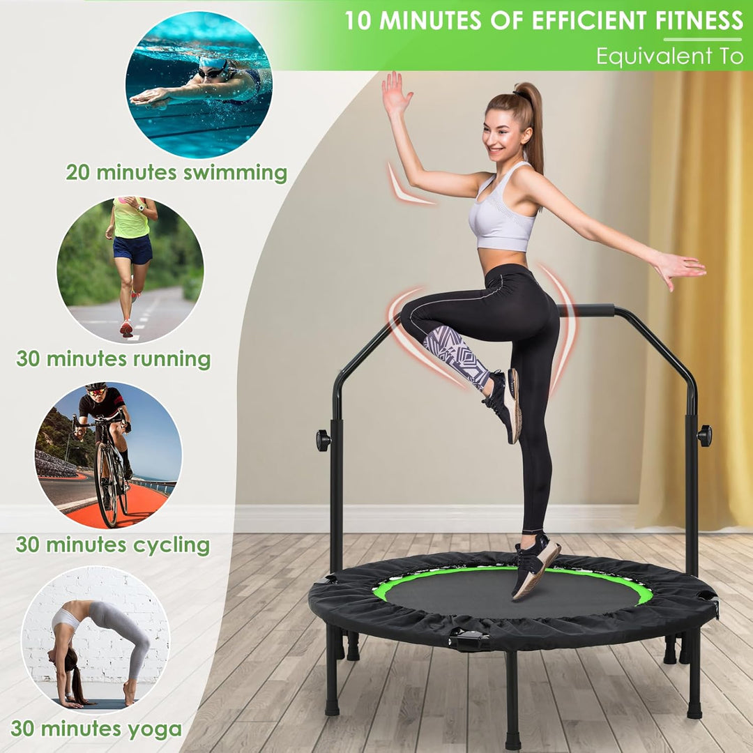 LIFERUN Indoor-Trampolin Ø101cm,Faltbares Fitness-Trampolin,Trampolin für Jumping Fitness,Tragfähigk