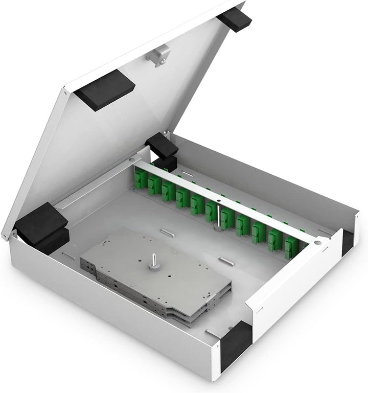 DIGITUS LWL-Spleissbox - 48 Fasern - IP20 Schutzklasse - Wandmontage - Glasfaser Unibox - Grau