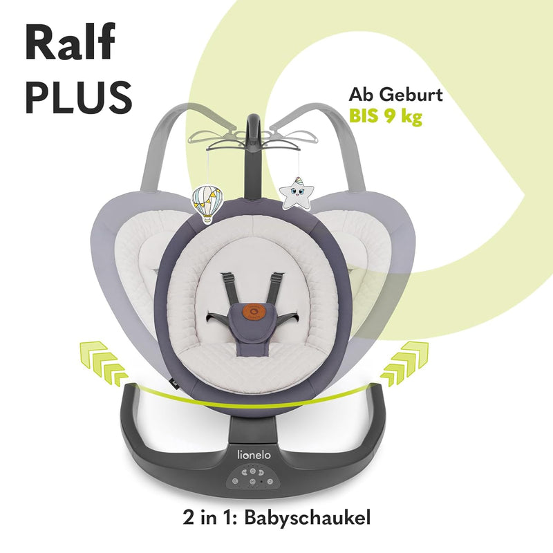 LIONELO Ralf 2in1 Babywippe und Liegestuhl, Fernbedienung, 12 Melodien, zwei Schaukelrichtungen, 5 S