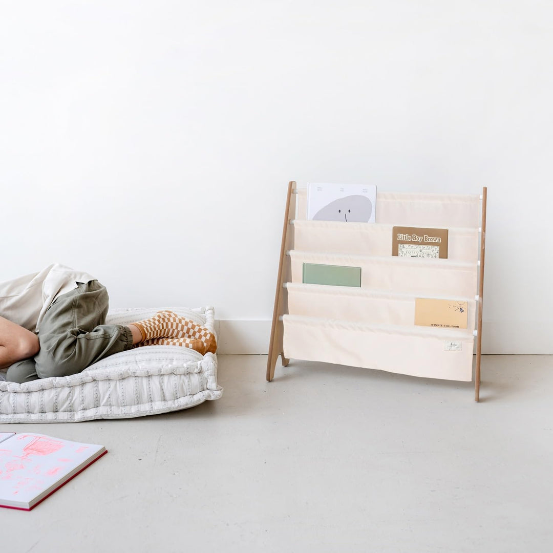 3 Sprouts Kinder Bücherregal aus Holz – Montessori Regal für Kinderzimmer - Creme, Creme