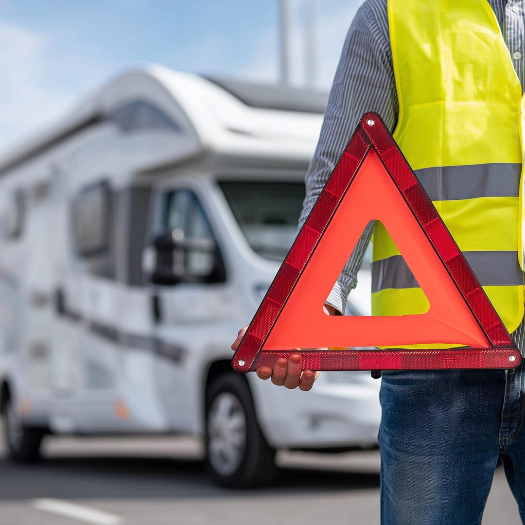 Lescars Warndreieck Auto: 3er-Set Kfz-Warndreieck, Notfalldreieck, reflektierend, klappbar, rot (sta