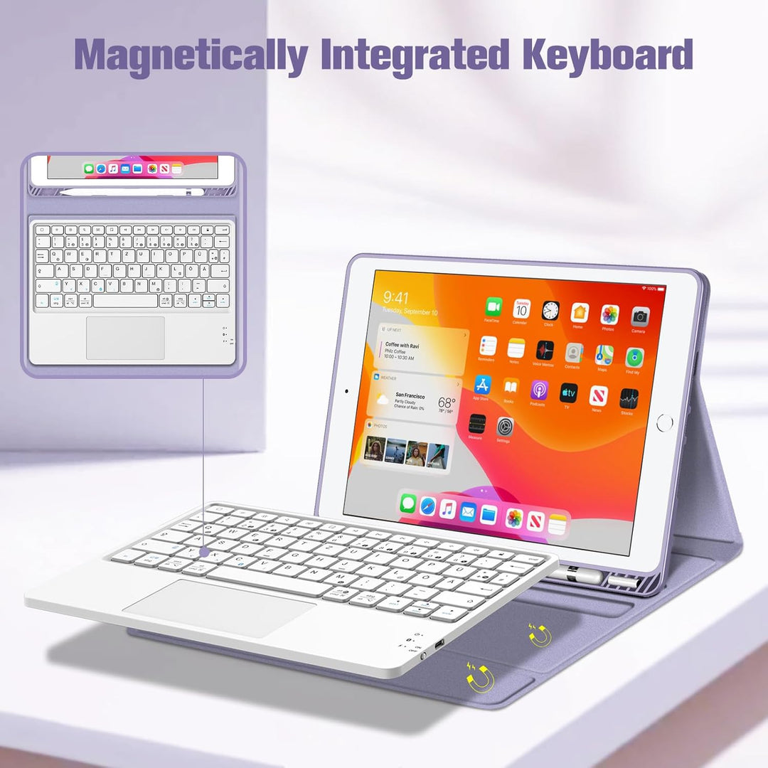 Fintie Tastatur Hülle für iPad (9. / 8. und 7. Generation - 2021/2020/2019), iPad 10.2 Zoll Deutsche