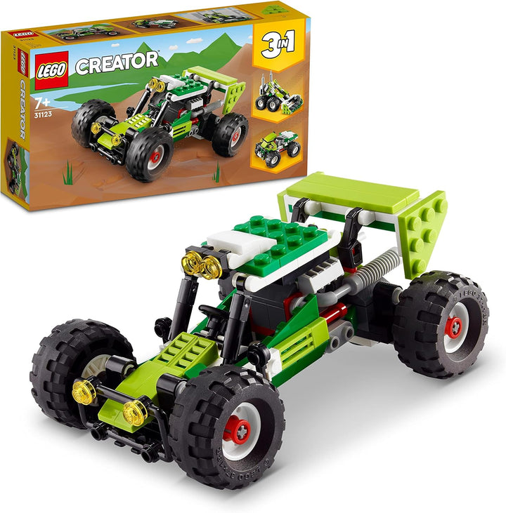 LEGO 31123 Creator 3-in-1 Geländebuggy, Quad, Kompaktlader, Spielzeug-Fahrzeuge für Kinder ab 7 Jahr