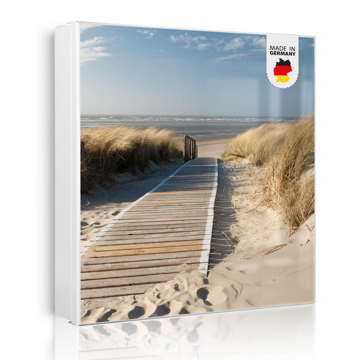 banjado® Grosser Schlüsselkasten Glas/Schlüsselbox 30cm x 30cm mit 50 Haken - Motiv Dünen/Schlüsselk