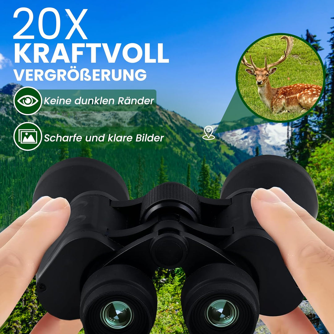 Fernglas 20x50 HD-Qualität | Leistungsstarkes Feldstecher inkl. Tasche, Linsenabdeckungen & Reinigun
