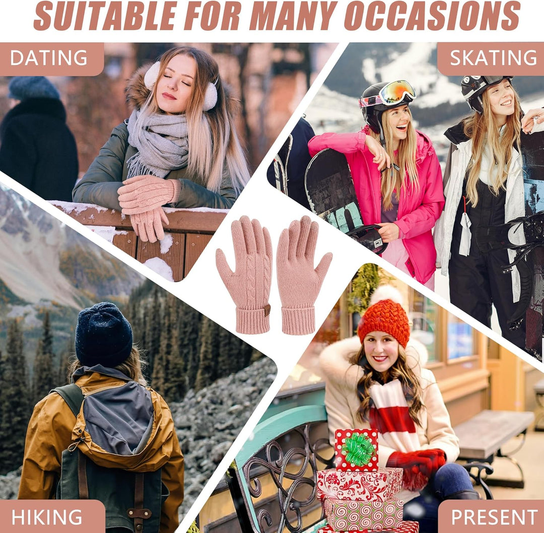 Bequemer Laden Thermo Touchscreen Handschuhe Damen Winter Warm Zopfmuster Winterhandschuhe Strickhan