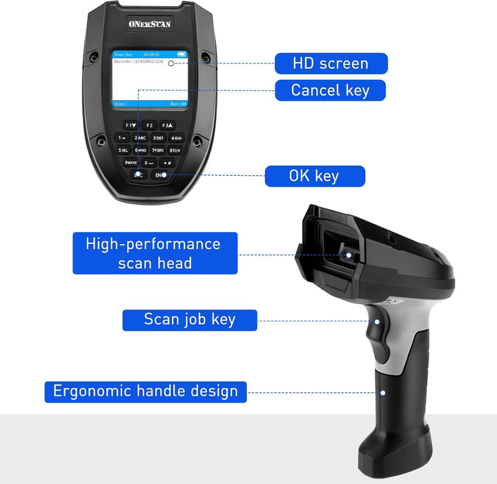 Inventory Scanner Wireless, 1D CCD Barcode Scanner mit Ladeständer Datensammler Barcodeleser Datenkl